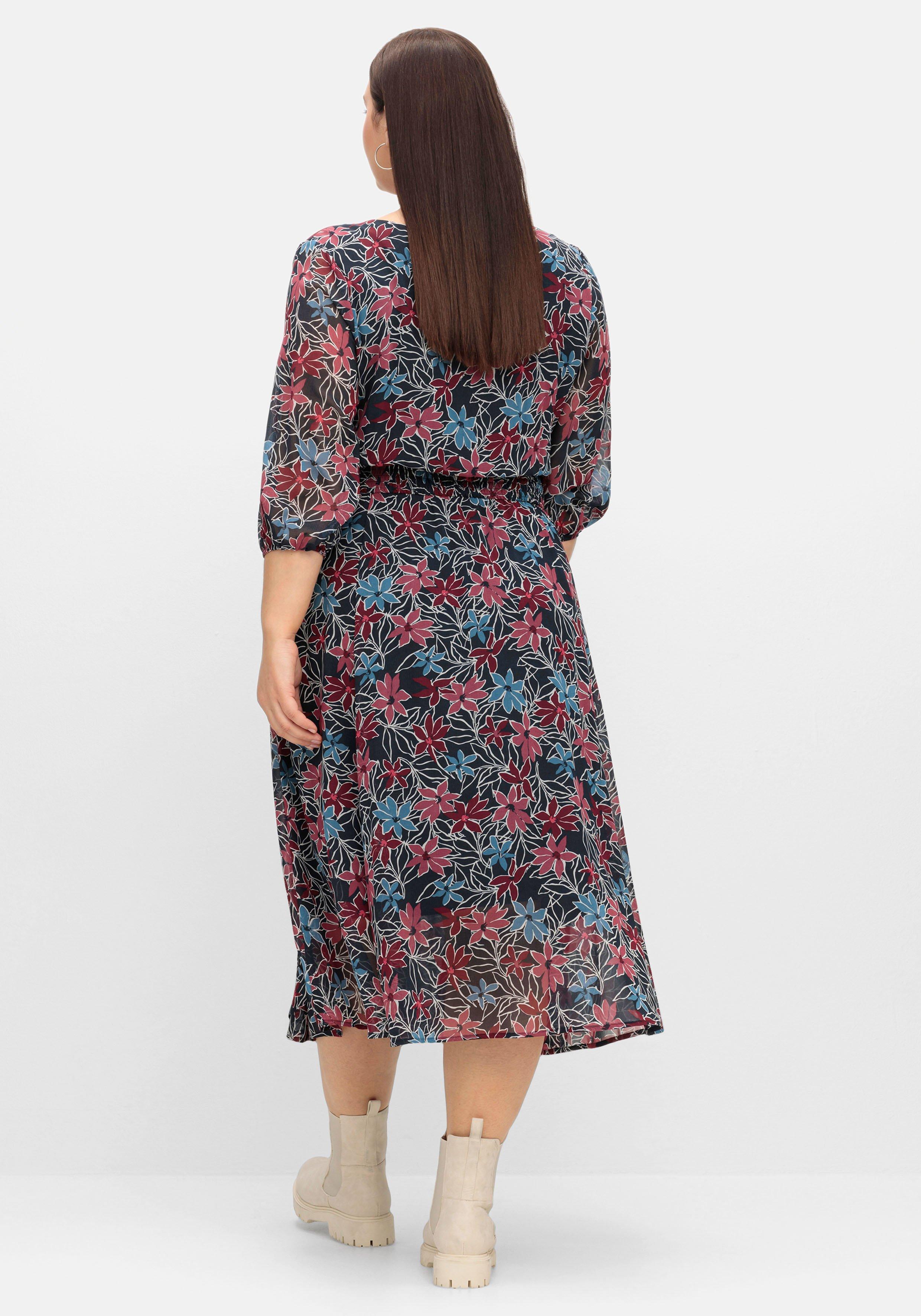 Gefüttertes Chiffonkleid in Wickeloptik