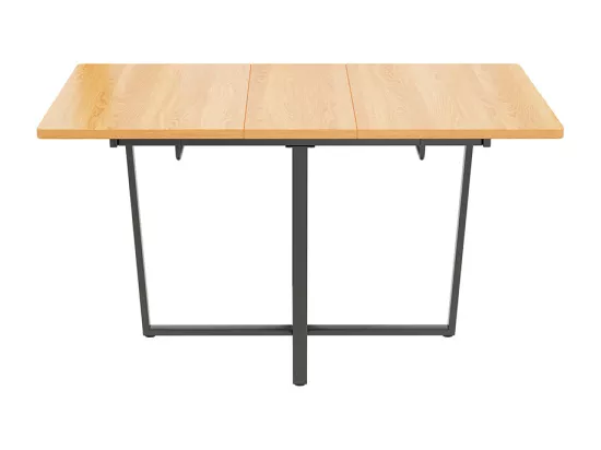 Table de salle à manger extensible convient pour 4-6 personnes pieds de table en métal noir moderne et sobre Chêne clair