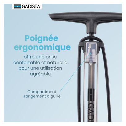 Pompe a velo en Aluminium 145 PSI-Pompe velo avec Double Valve Schrader et Presta avec Grand manomètre pour Affichage de la Pression  Tuyau Extra Long  Poignée Confortable - Pompe à vélo