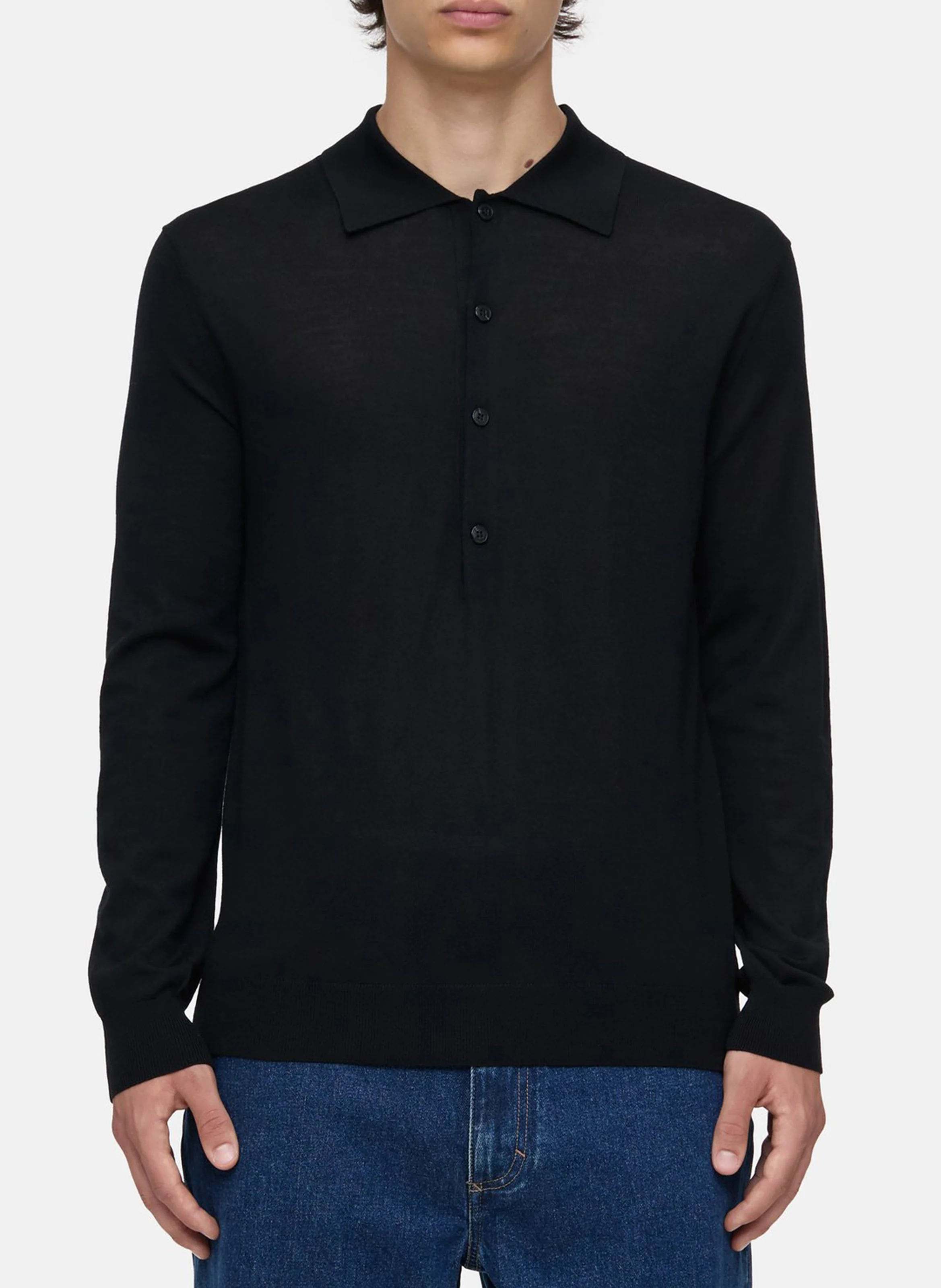 Pull droit en laine| Noir