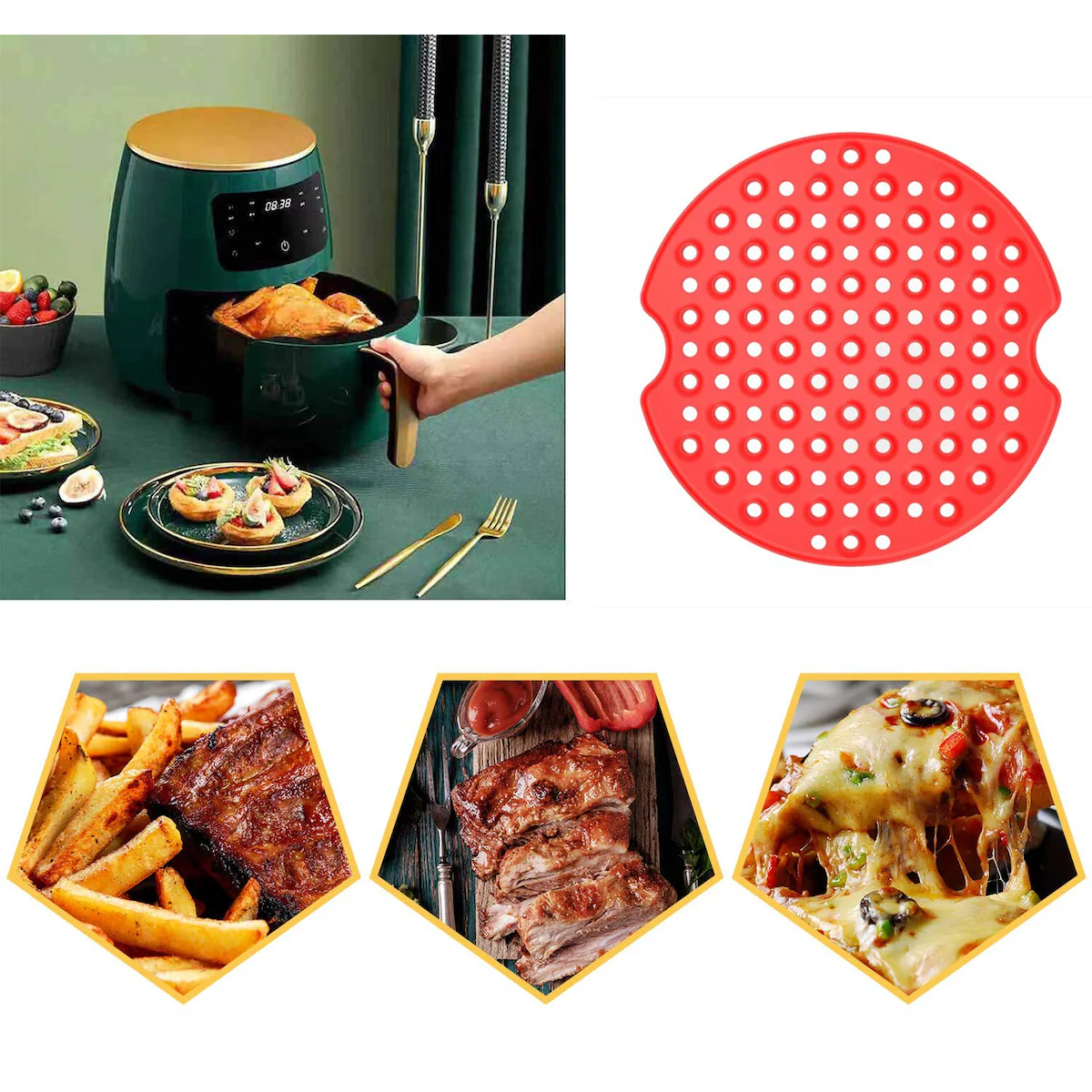 Air Fryer Food silikon Rød 20.2 cm
