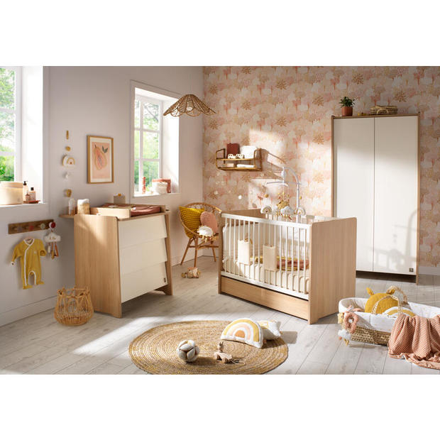 Chambre Trio Lit 120x60 Commode Armoire VANILLE - SAUTHON