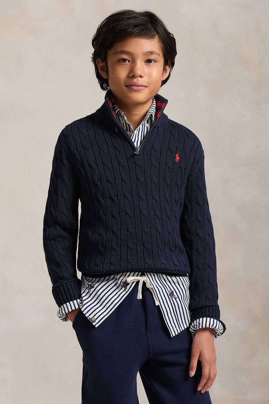 POLO Ralph Lauren trui donkerblauw met kabels