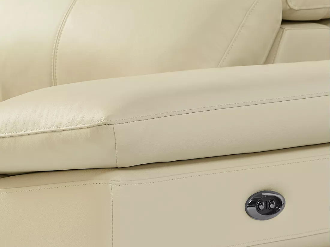 Canapé d'angle gauche relax électrique en cuir de vachette beige PUNO II