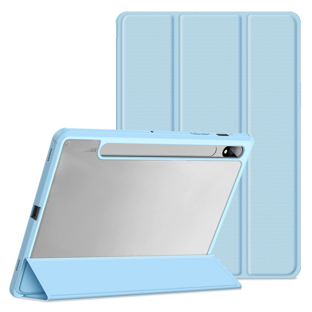 Samsung Galaxy Tab S8 / Tab S7 Leder Tasche Smart Cover Schutzhülle   S-Pen Halter - Hellblau