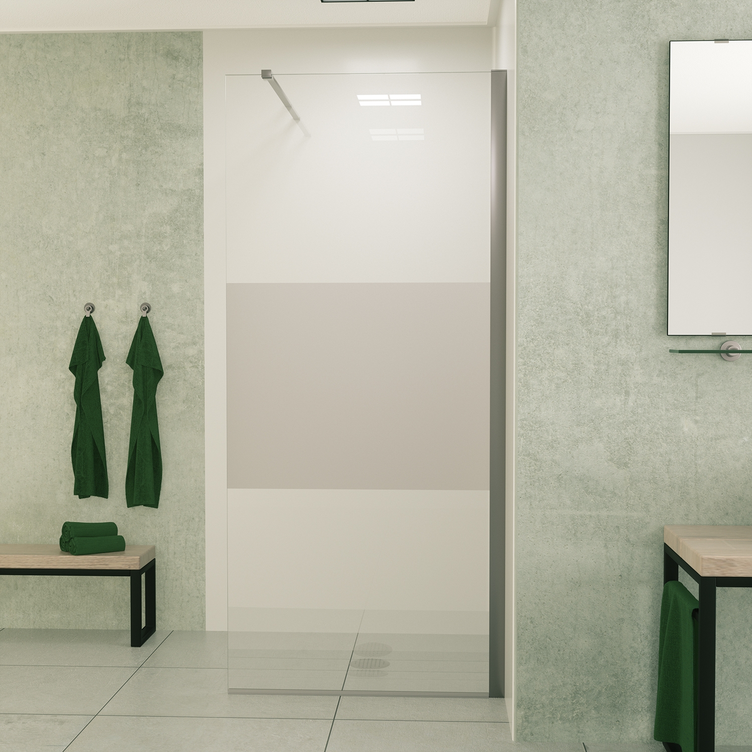 Mueller Slimline inloopdouche 80cm schaamband anti-kalk inclusief RVS profiel & stang