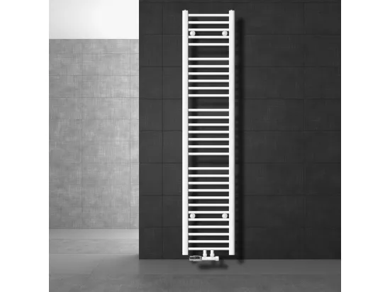 Radiateur de Salle de Bain, 300 x 1800 mm, Blanc, Droit avec Raccordement Central