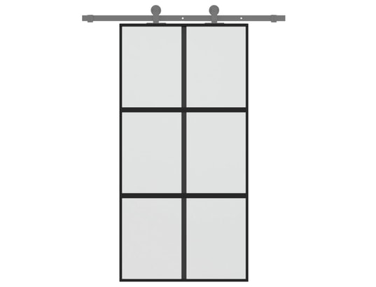 VIDAXL - Porte verre Porte coulissante noir 102,5x205 cm verre trempé aluminium