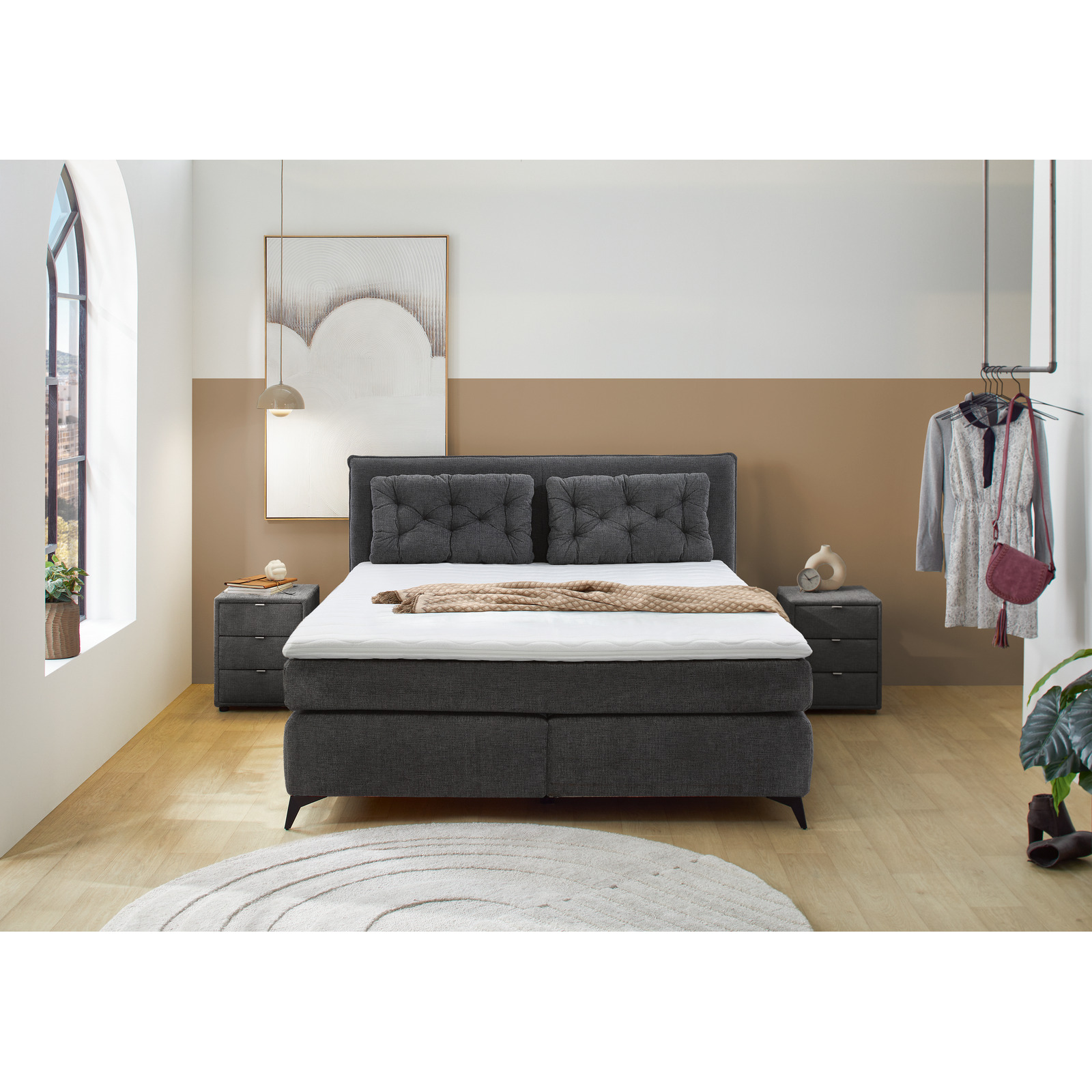 Boxspringbett Chalet Chenille 180 x 200 cm anthrazit