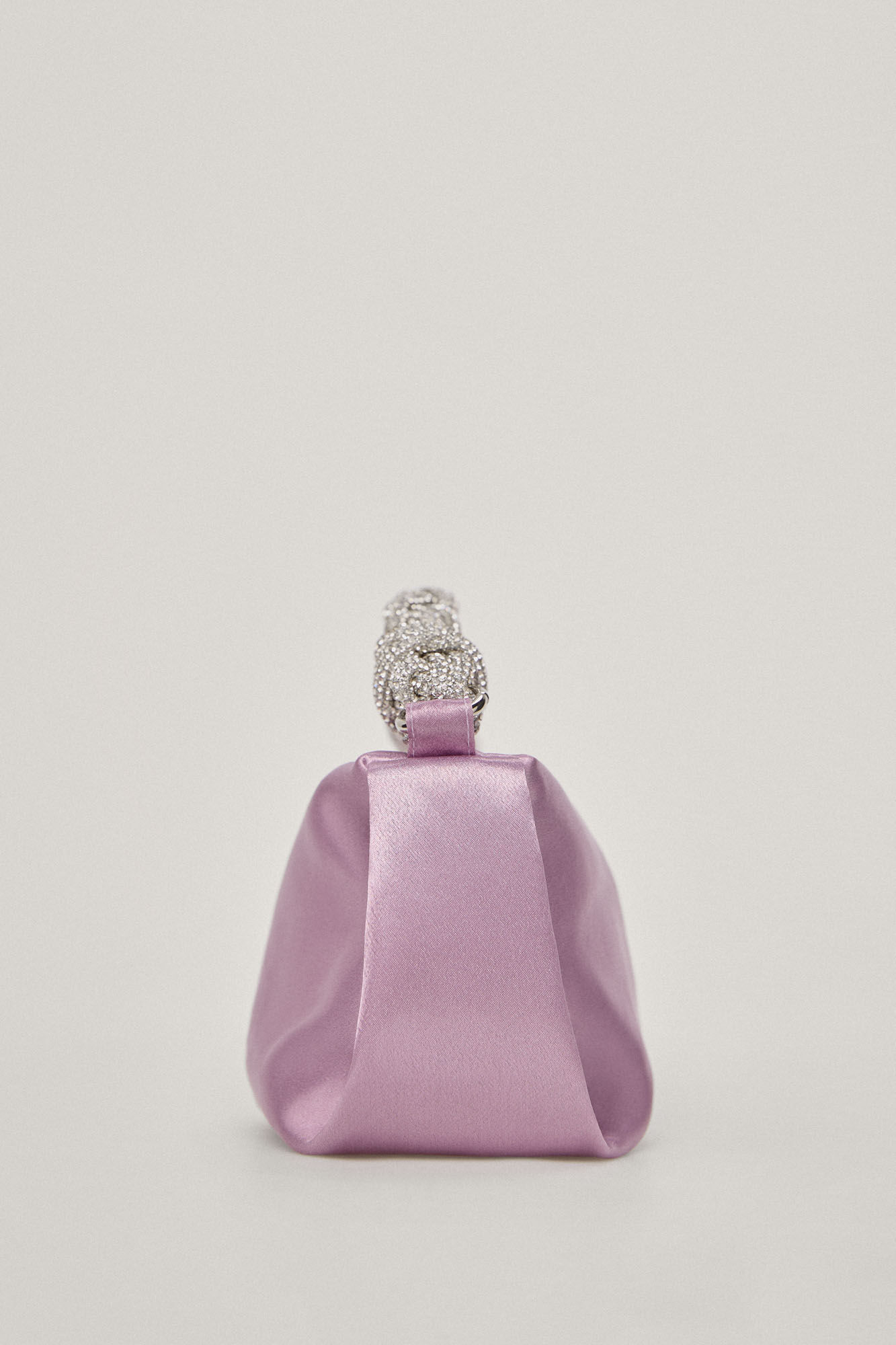 Paloma.Mini bolsa satén asa cristales - Morado