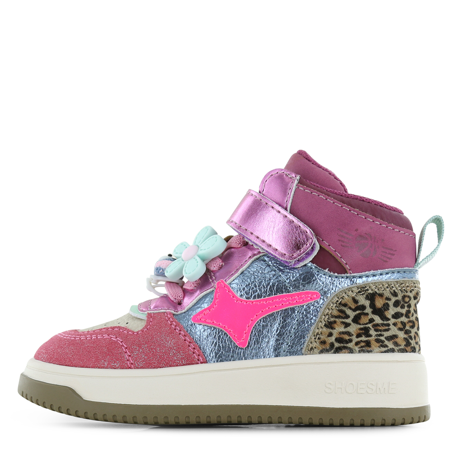 Shoesme metallic roze sneaker Metallic, Microfiber leer, Ponyhair | Meisjes