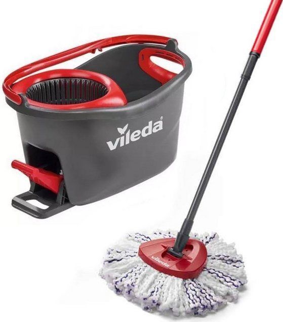 Vileda Turbo 3in1 - complete roterende mopset met emmer met pedaalpers - Nieuwe generatie microvezelpad 3in1