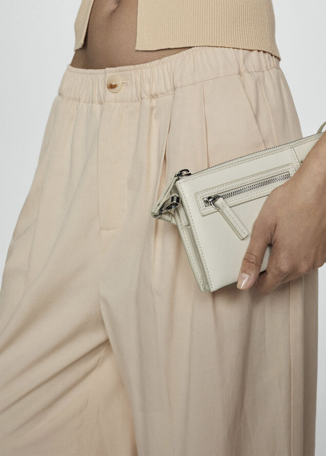 MANGO Lyocell pleated pants Light beige