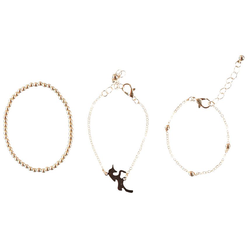Lot de 3 bracelets en métal pour fille - Jaune