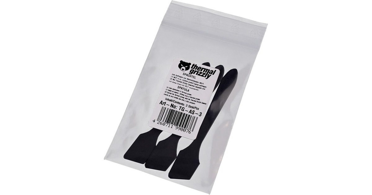 Thermal GrizzlySpatel TG-AS-3, voor thermische koelpasta plamuurspatel  (Zwart, 3 stuks)