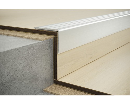 SKANDOR traprandprofiel, zilver geanodiseerd, zelfklevend, 19,5 x 24,5 x 2700 mm