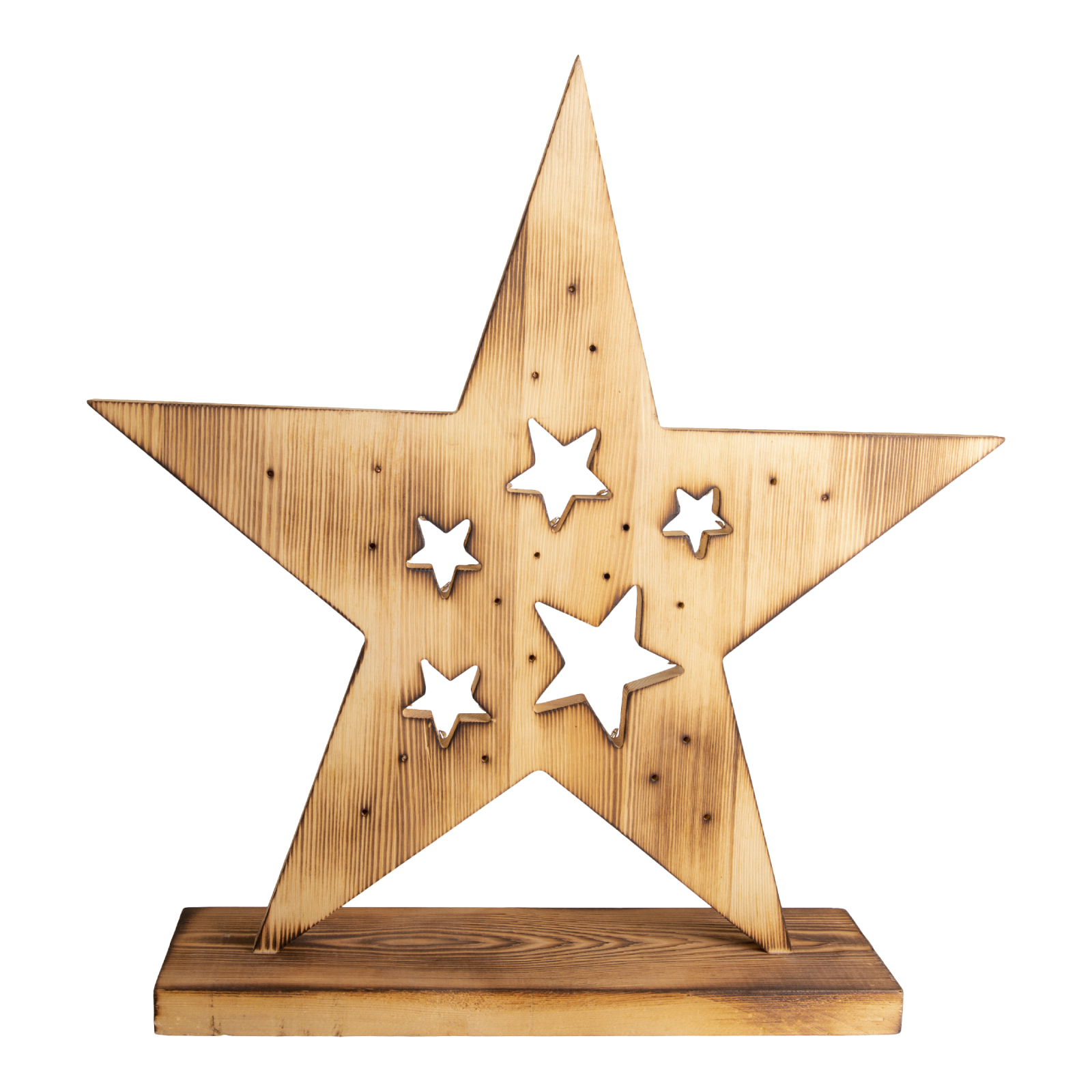 LED-Holzstern - natur - 49 cm hoch