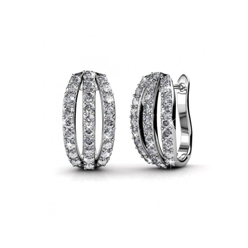 Boucles d'oreilles Elegant - Argenté et Cristal