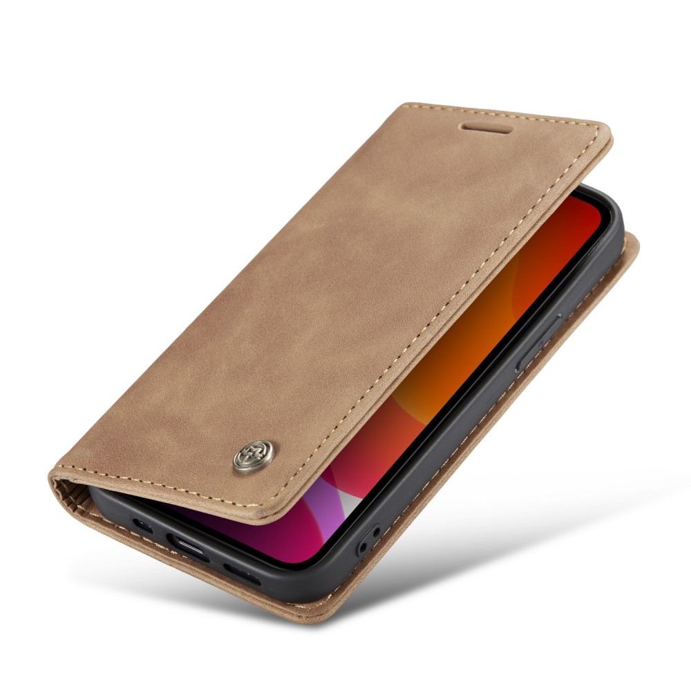iPhone 12 / iPhone 12 Pro Leder Tasche Flip Wallet Etui mit Kartenfächern - Hellbraun