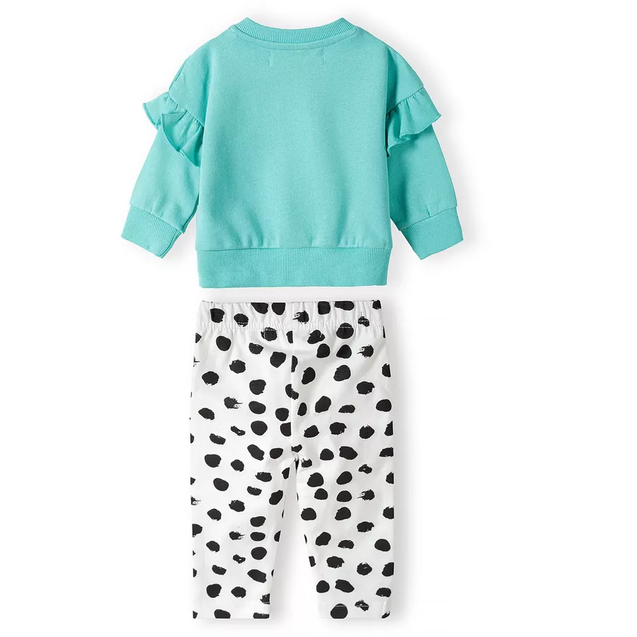 MINOTI Sweatshirt und Leggings im Set GrünCremeweiß