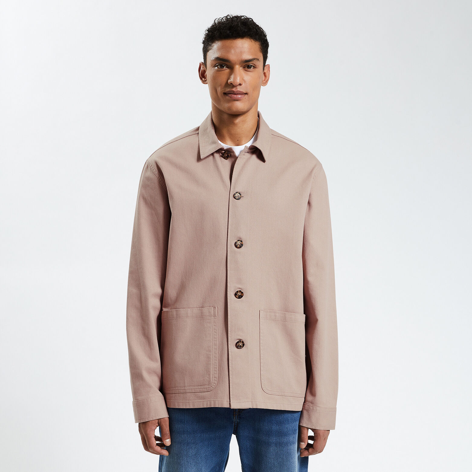 Surchemise regular unie coton recyclé twill Rose pâle