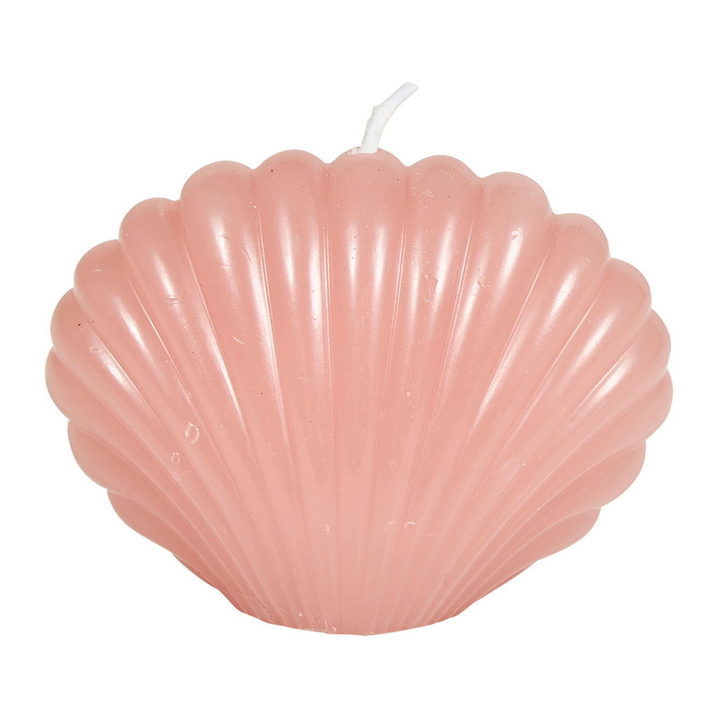 Bougie coquillage cire rose H 7cm