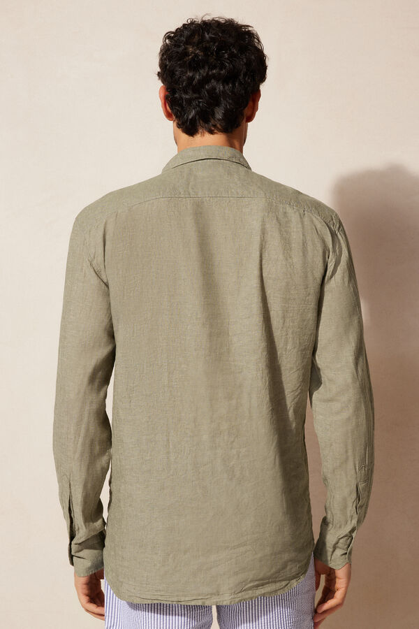Camisa de linho e algodão