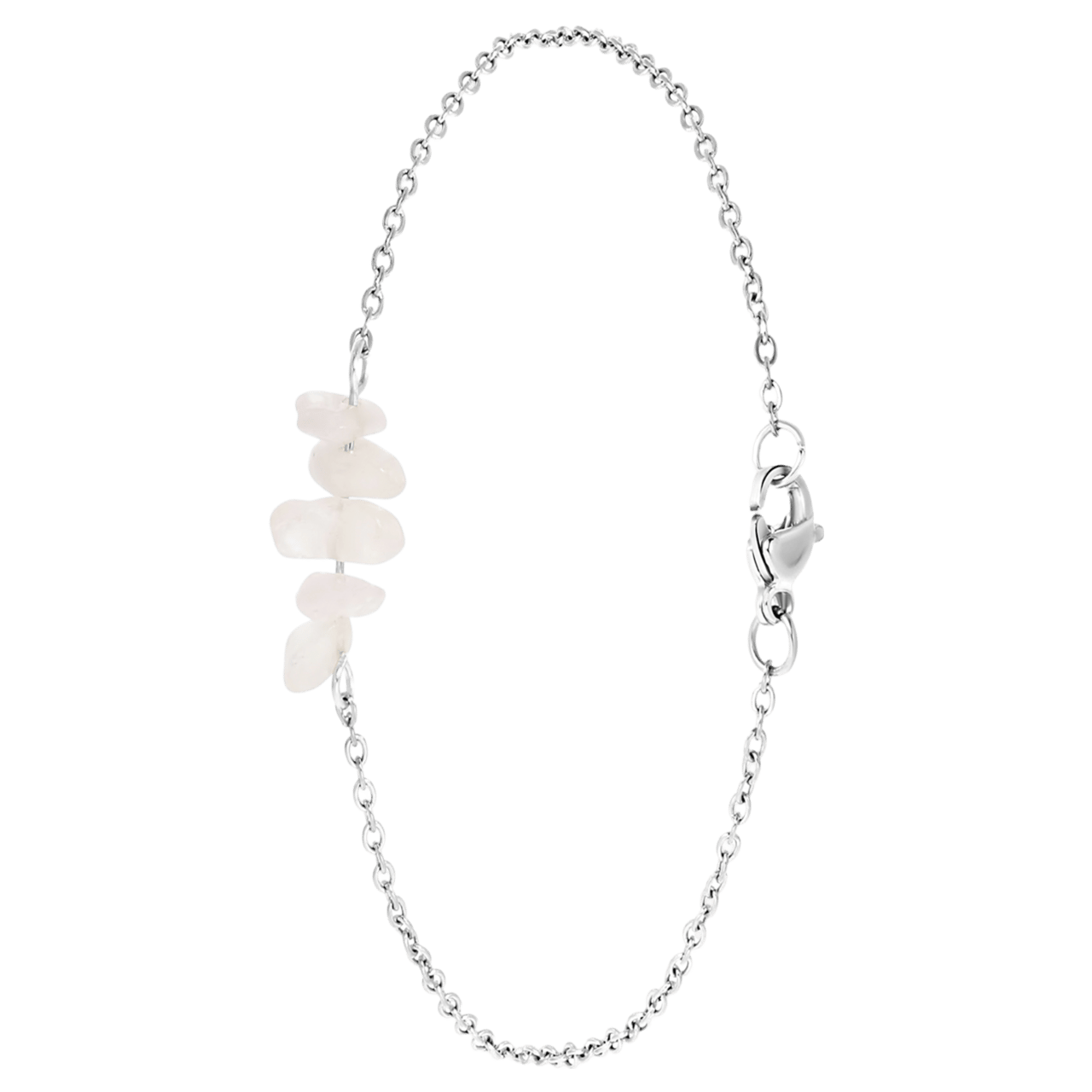Stalen armband met rozenkwarts