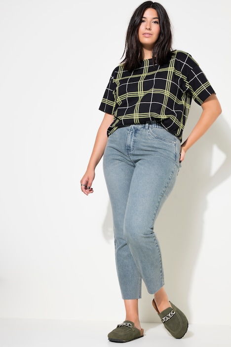 Mom-Jeans, Wide Legs, 5-Pocket, cut Saum