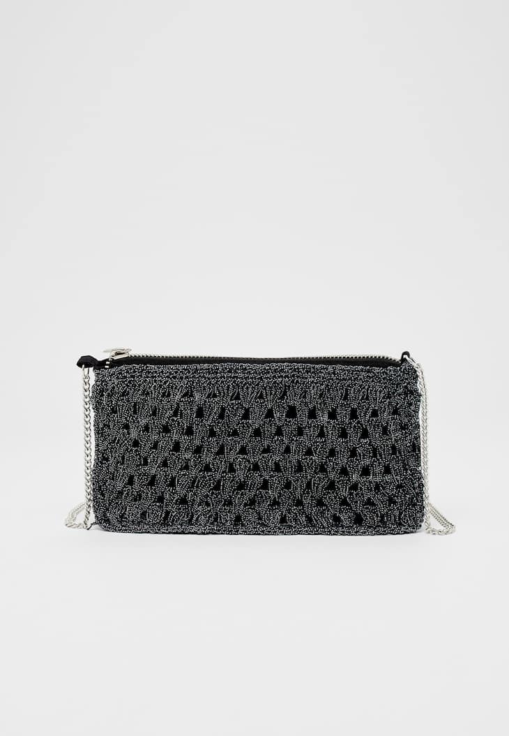 Bolsa mini de crochê brilhante