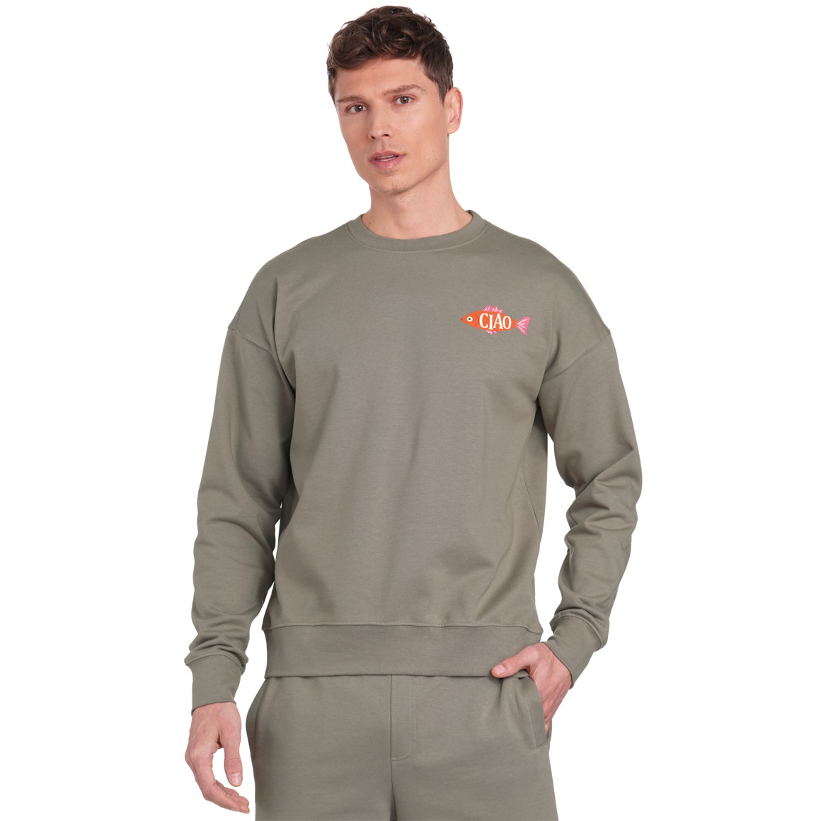 Jonas Nielsen Herren Sweatshirt mit Rückenprint oliv