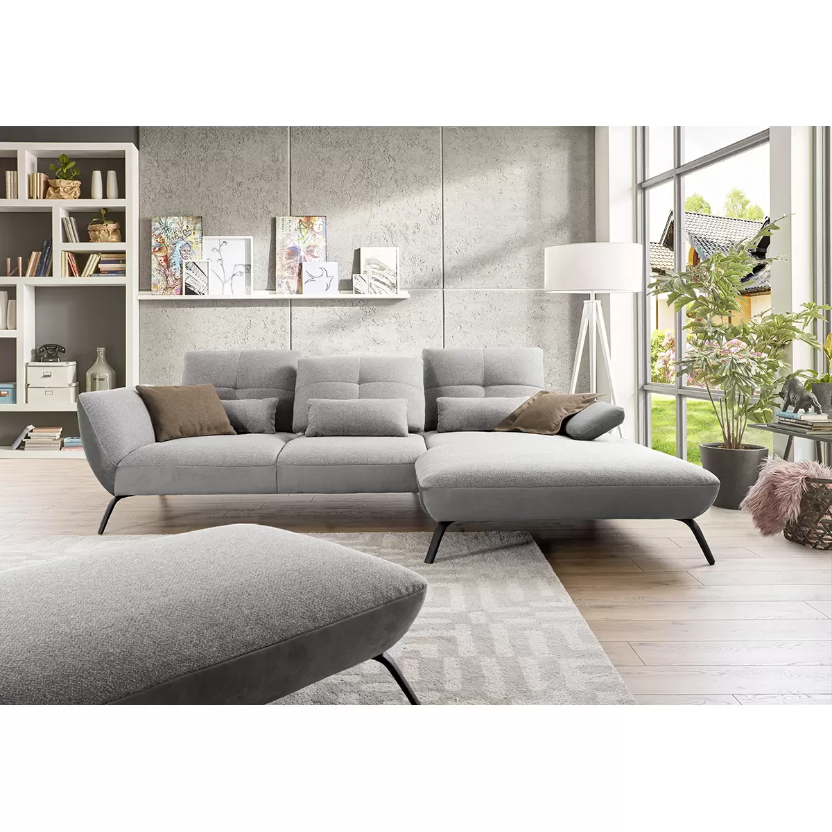 Ecksofa Dover XC hellgrau,silber
