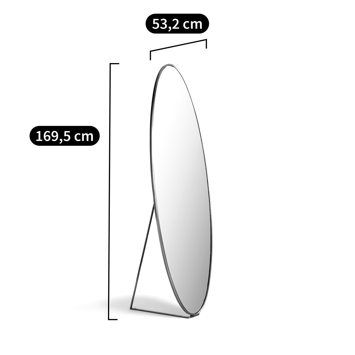 AM.PM<br>Espelho oval sobre base de metal, 170 cm de altura, Koban
