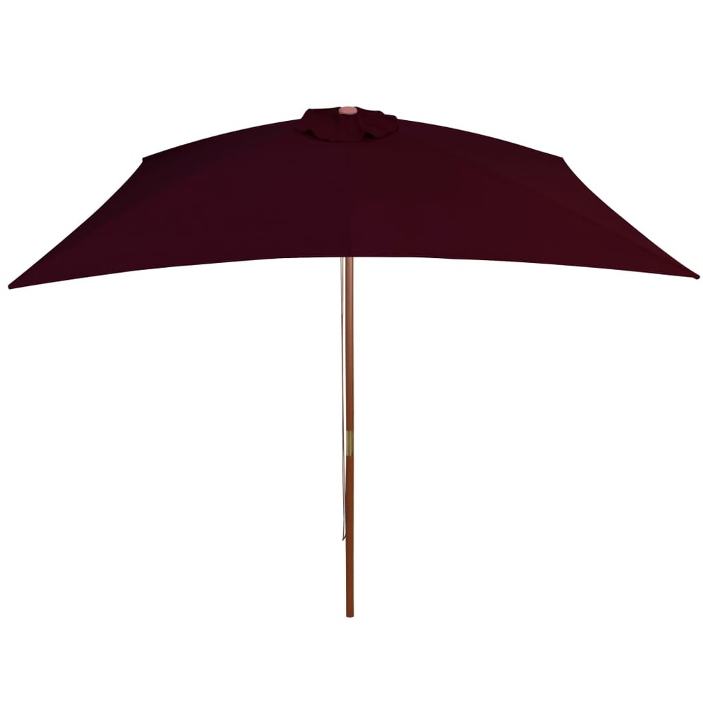 Parasol d'extérieur avec mât en bois 200 x 300 cm rouge bordeaux