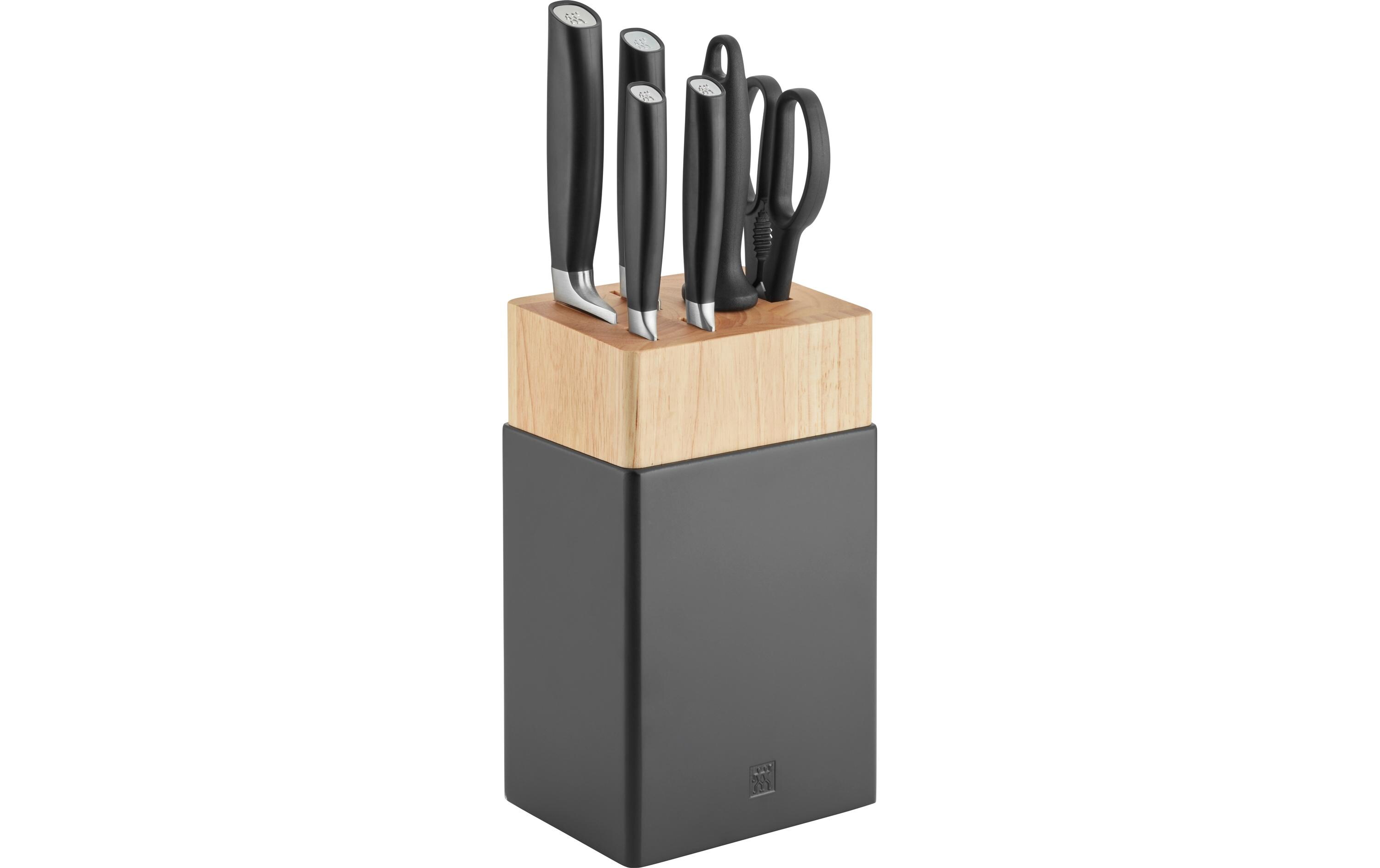 Messerblock-Set mit Messer All Star Chromsilber, 7-teilig<br>Messerblockset