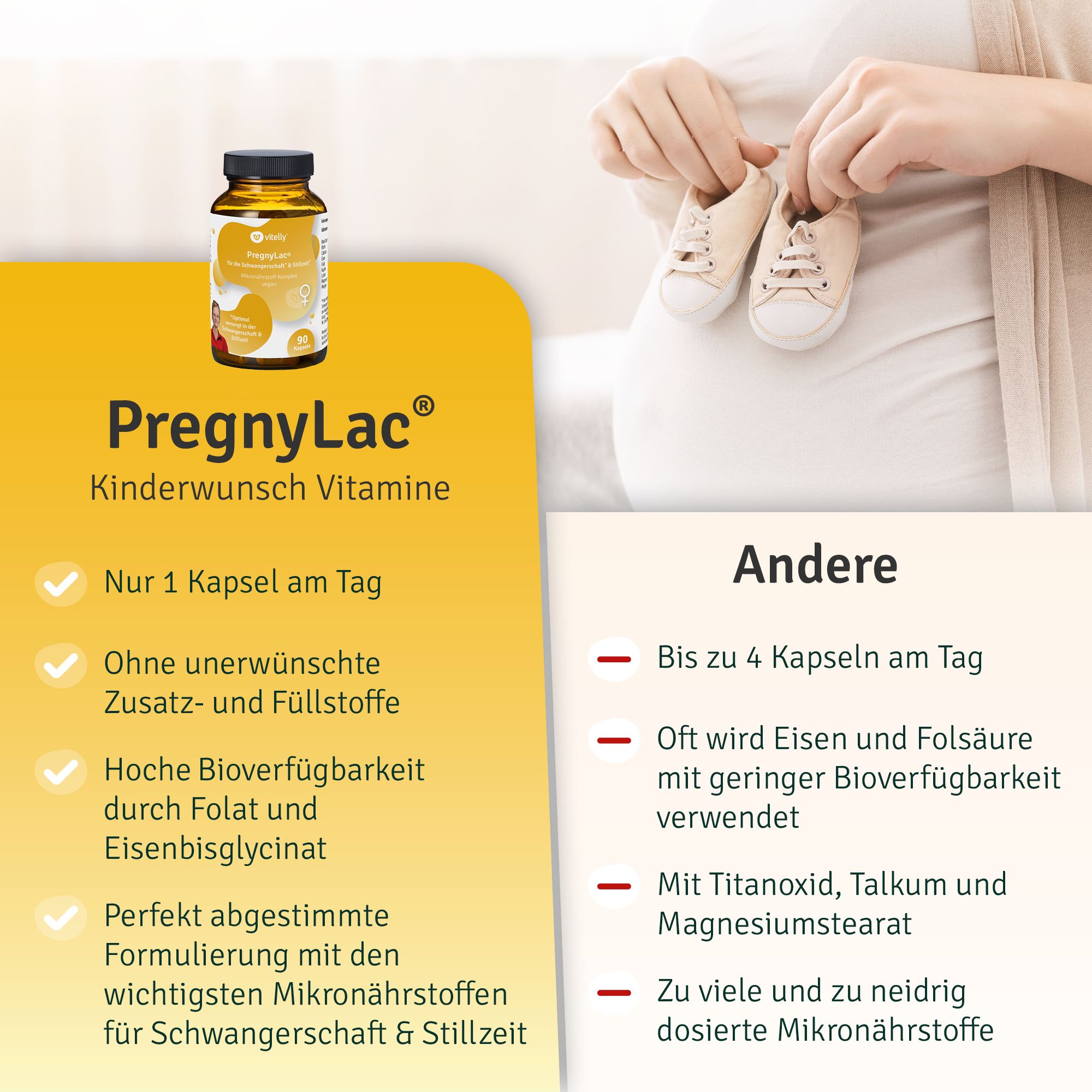 vitelly PregnyLac – Schwangerschafts Vitamine für 3 Monate