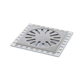 Aquaberg kunststof renovatieput m. RVS rooster 146x146mm inbouwhoogte 5mm RVS hoogglans