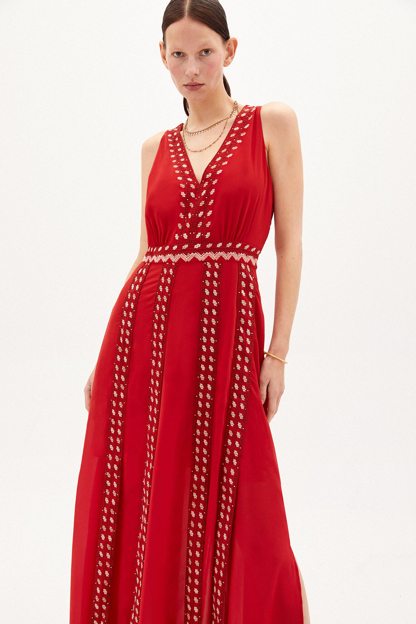 Nagore Vestido largo fluido - Rojo