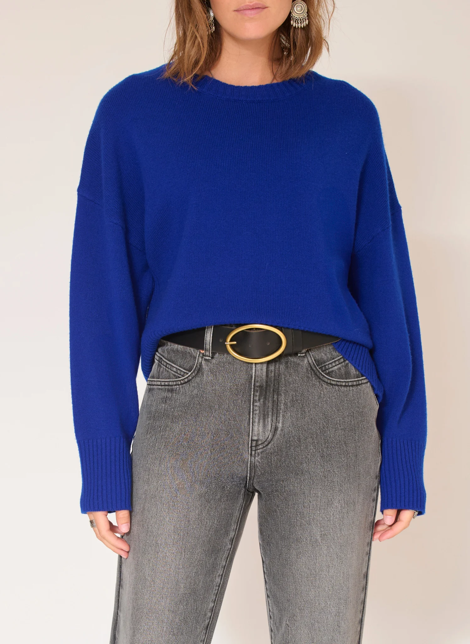 KOOL - Pull oversize col rond en laine | Bleu