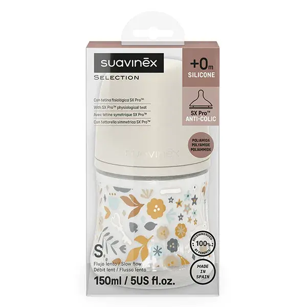 Suavinex, Wonderland, Biberon Tétine SXPro S - Wonderland Beige - 150ml