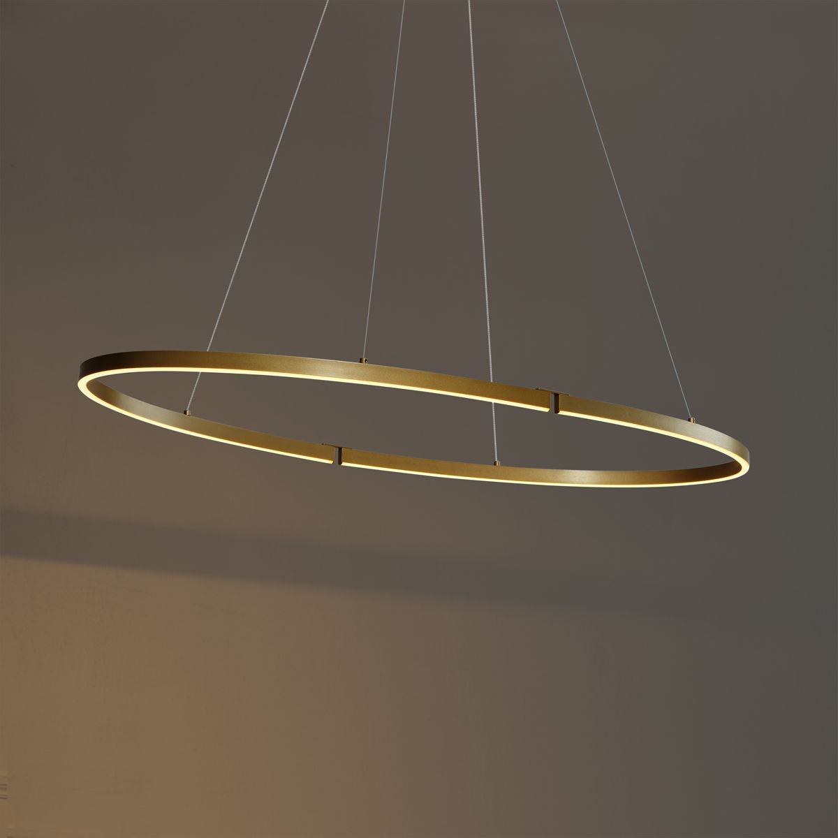 Design hanglamp messing 120cm incl. LED 3-staps dimbaar - Ovallo