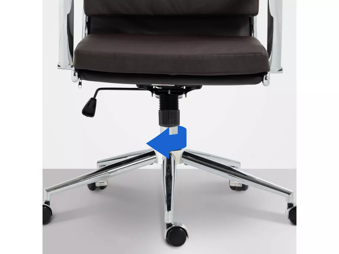 Chaise de bureau - Similicuir & Métal chromé - Marron - Cleveland