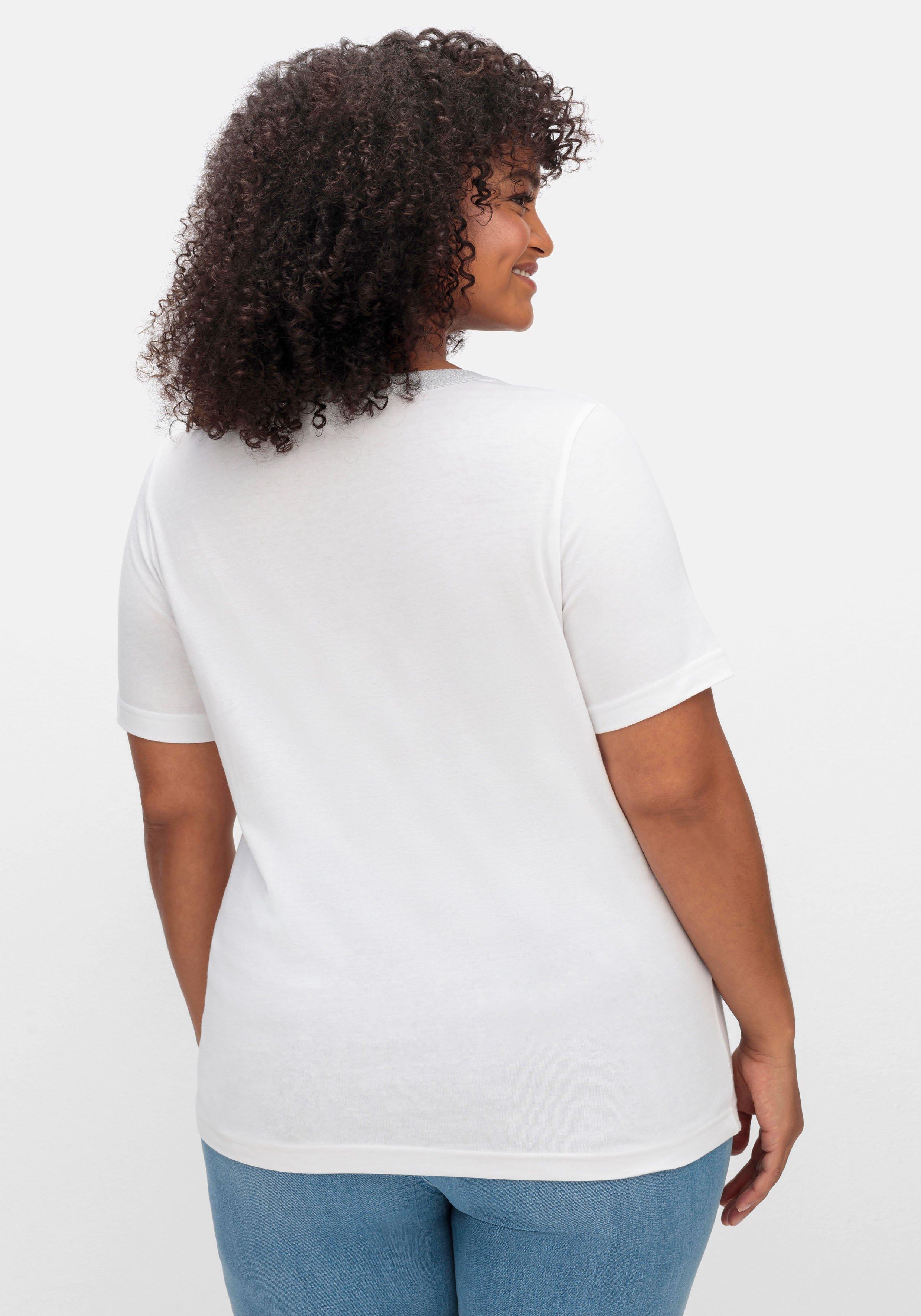 Jerseyshirt mit silberfarbenem Zierband