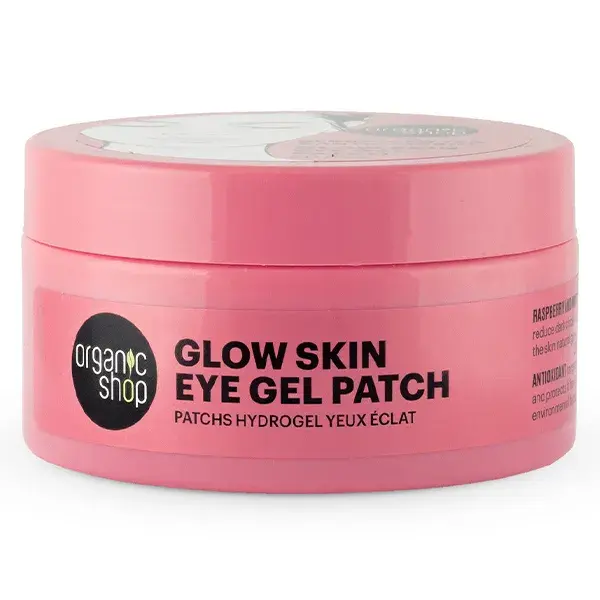 Organic Shop - Adesivos de Hidrogel para Olhos com Sabor de Chá Gelado de Framboesa e Antioxidantes - 60 unidades