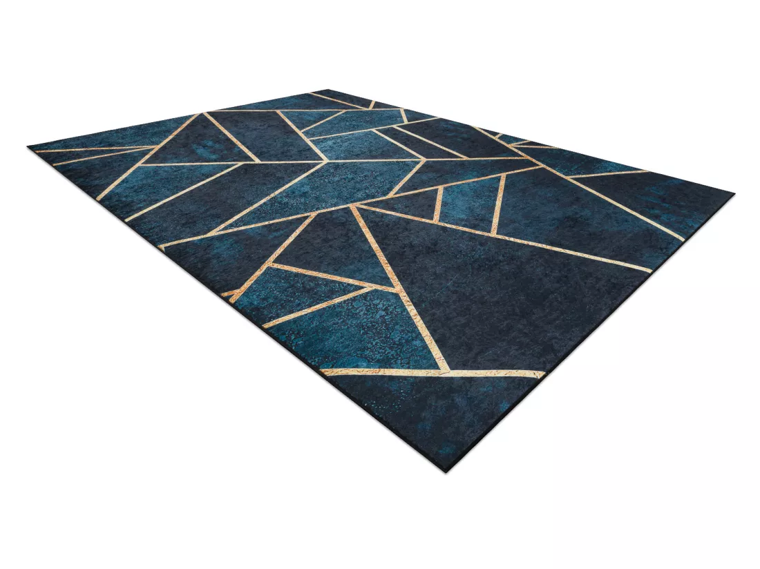 Tapis lavable ANDRE 1173 mosaïque, géométrique antidérapant - turq 120x170 cm