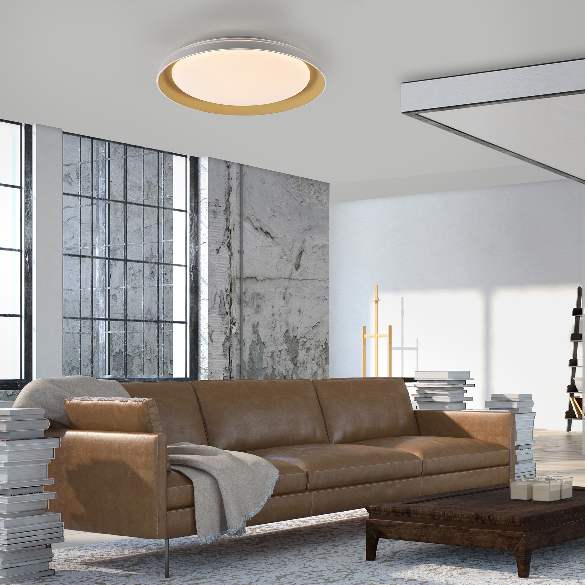 LED-Deckenleuchte - messingfarben matt - dimmbar