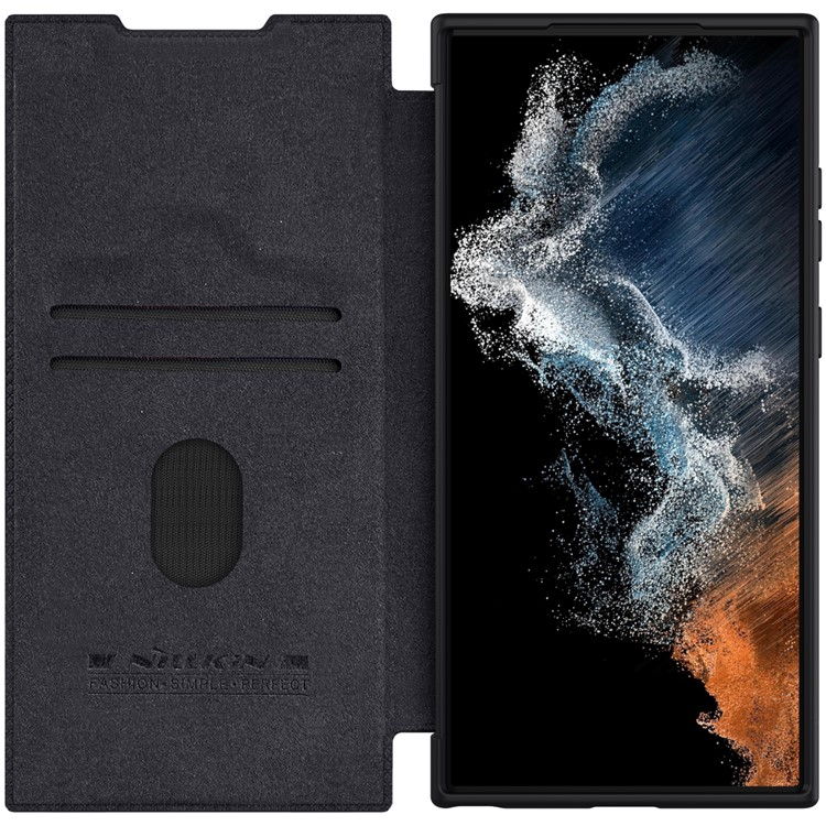Samsung Galaxy S23 Ultra 5G Leder Tasche Cam-Slider Kameraschutz - Schwarz