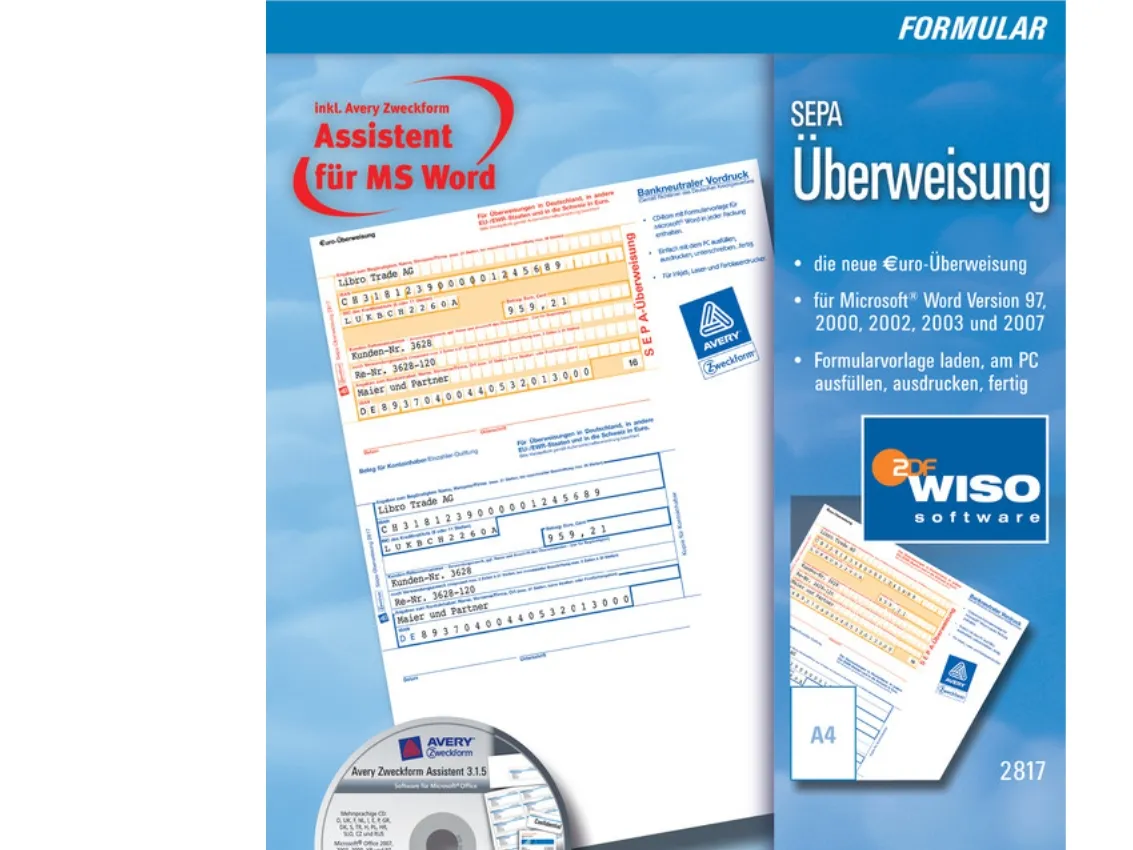 Avery Zweckform 2817 - A4 (210 x 297 mm) 100 stk. printformularer