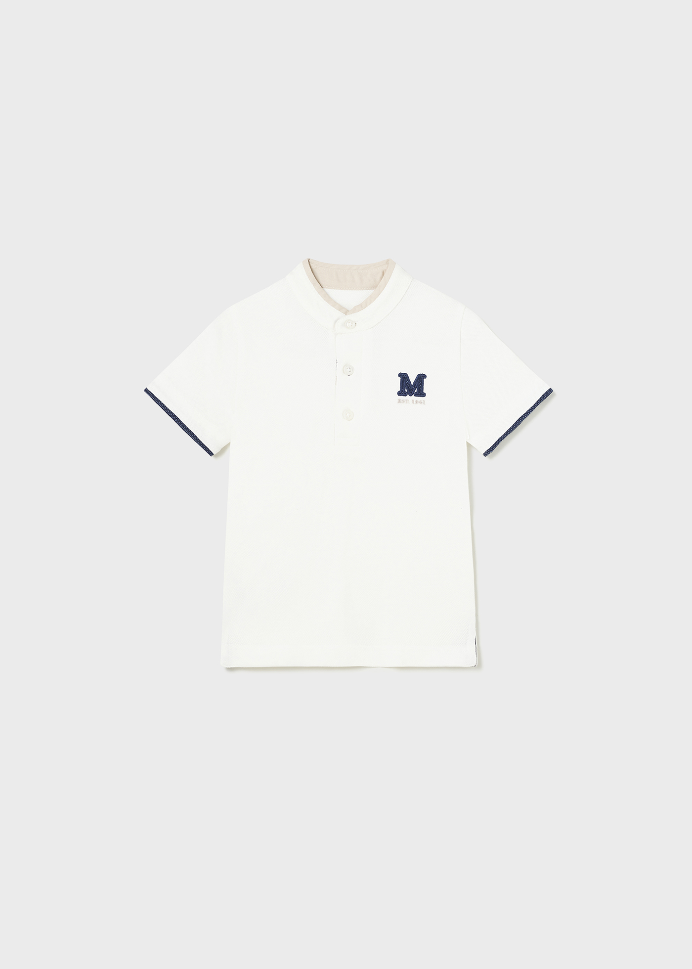 Camisa polo de algodão sustentável com gola mandarim para bebê