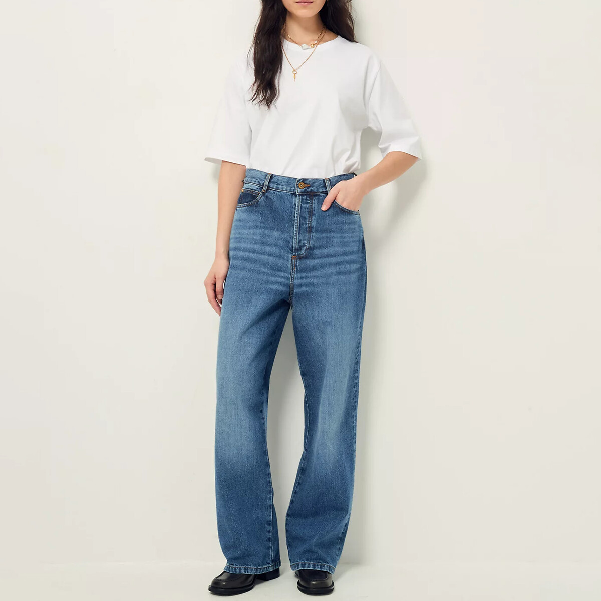 SESSUN<br>Calça jeans larga e de cintura alta, PAPERLOVE